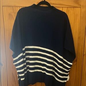 J. Crew Navy and White Striped Crewneck poncho